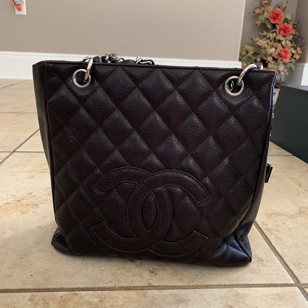 Chanel Caviar Petit Shopping Tote - brown
